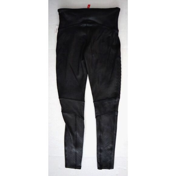 SPANX 20136R Women's Sz Small Black Faux Leather Moto Leggings - Picture 2 of 9